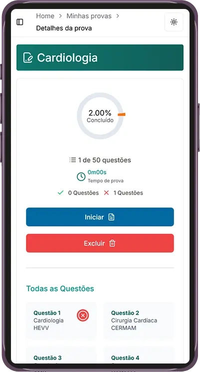Plataforma GTMED - Detalhes da Prova