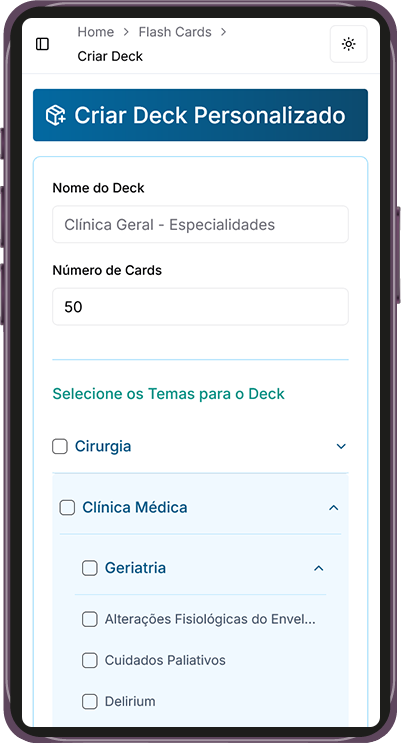 Plataforma GTMED - Criação de Decks Personalizados