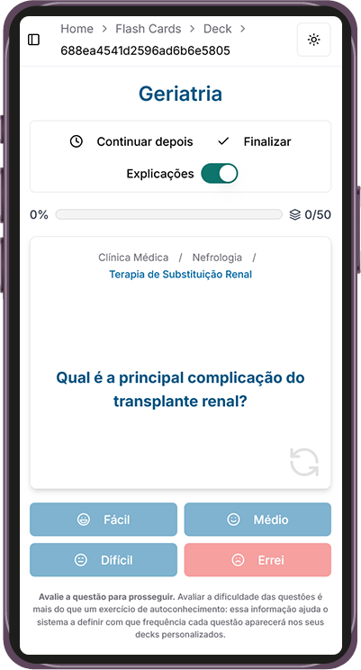 Plataforma GTMED - Flash Cards Frente