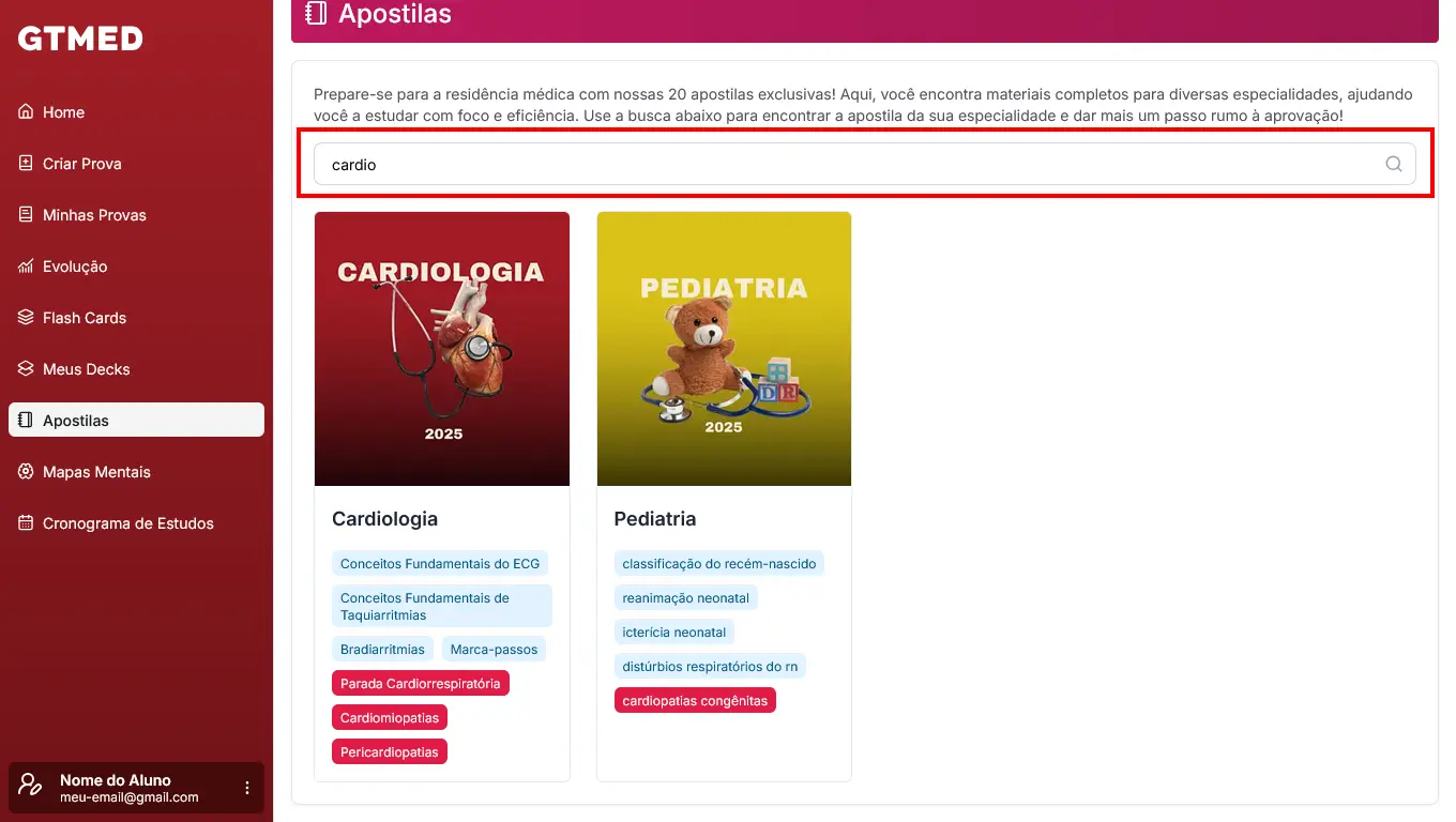 Central de Ajuda - Apostilas: filtros
