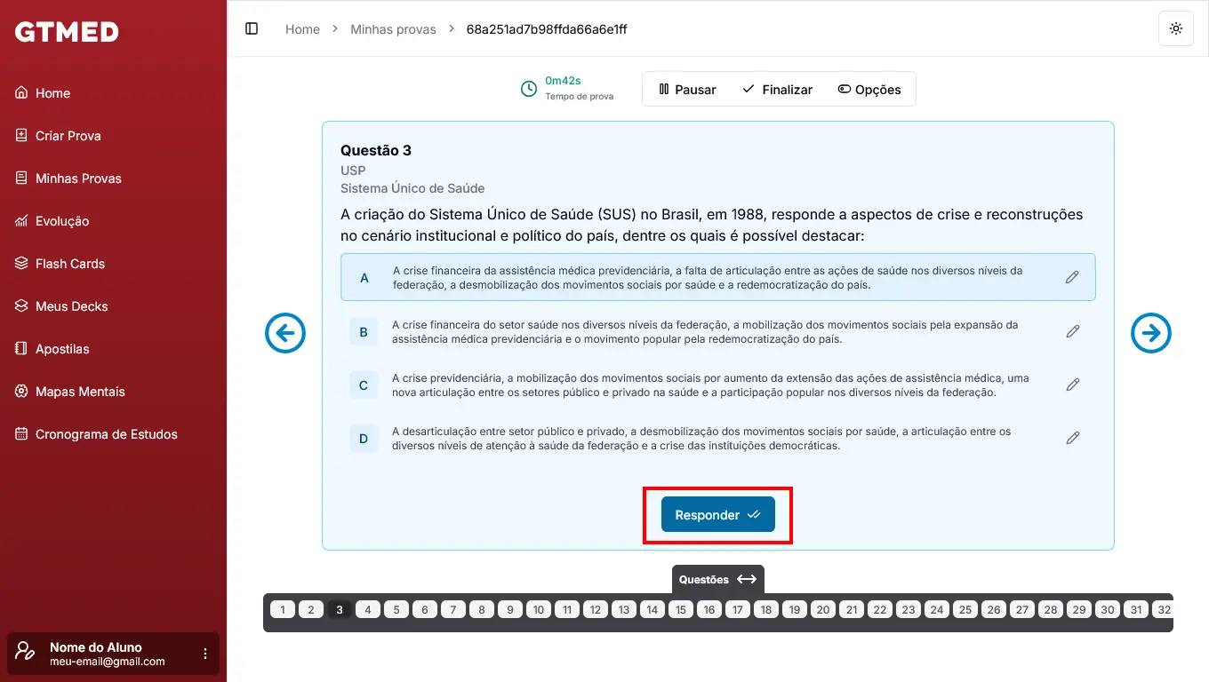 Central de Ajuda - Sobre as provas: respondendo