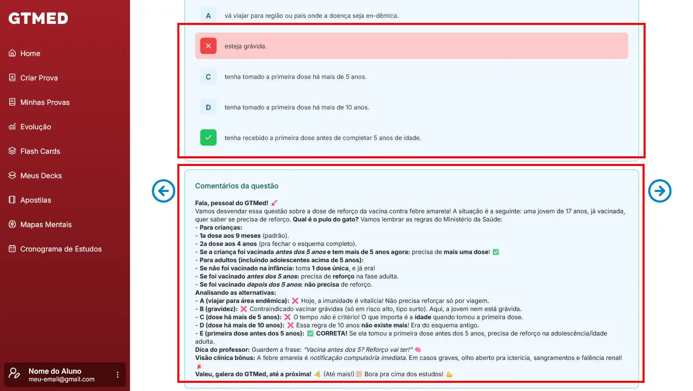 Central de Ajuda - Sobre as provas: feedback e comentários