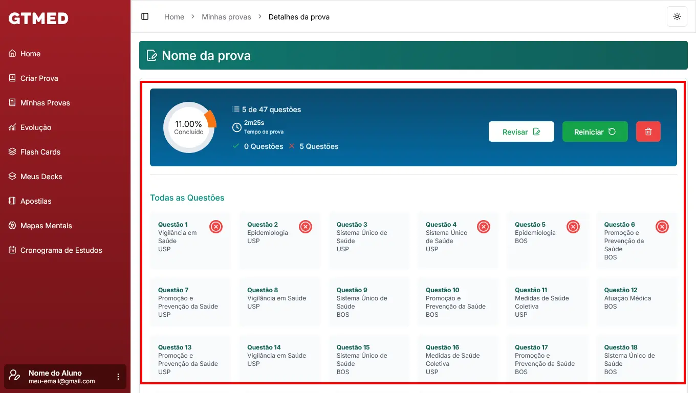Central de Ajuda - Sobre as provas: finalizar