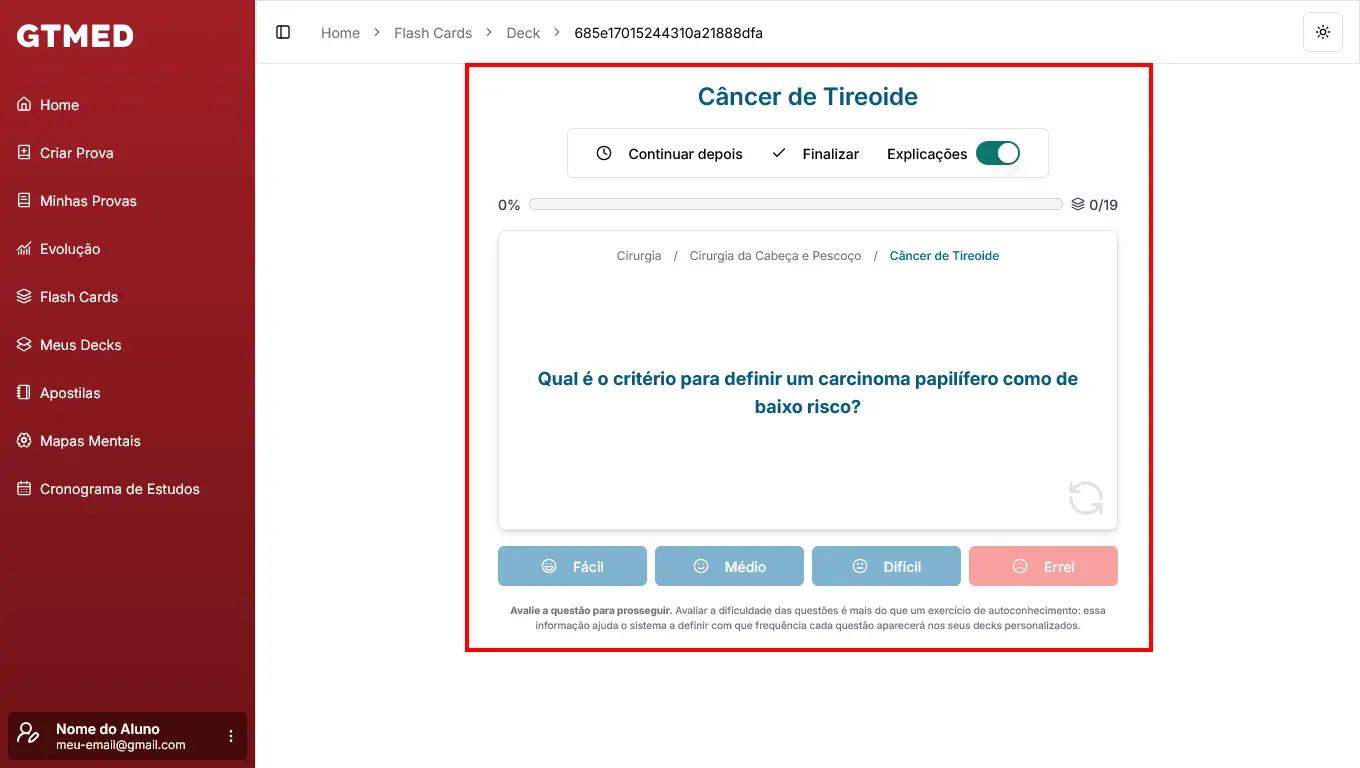 Central de Ajuda - Flash Cards: estudando os decks