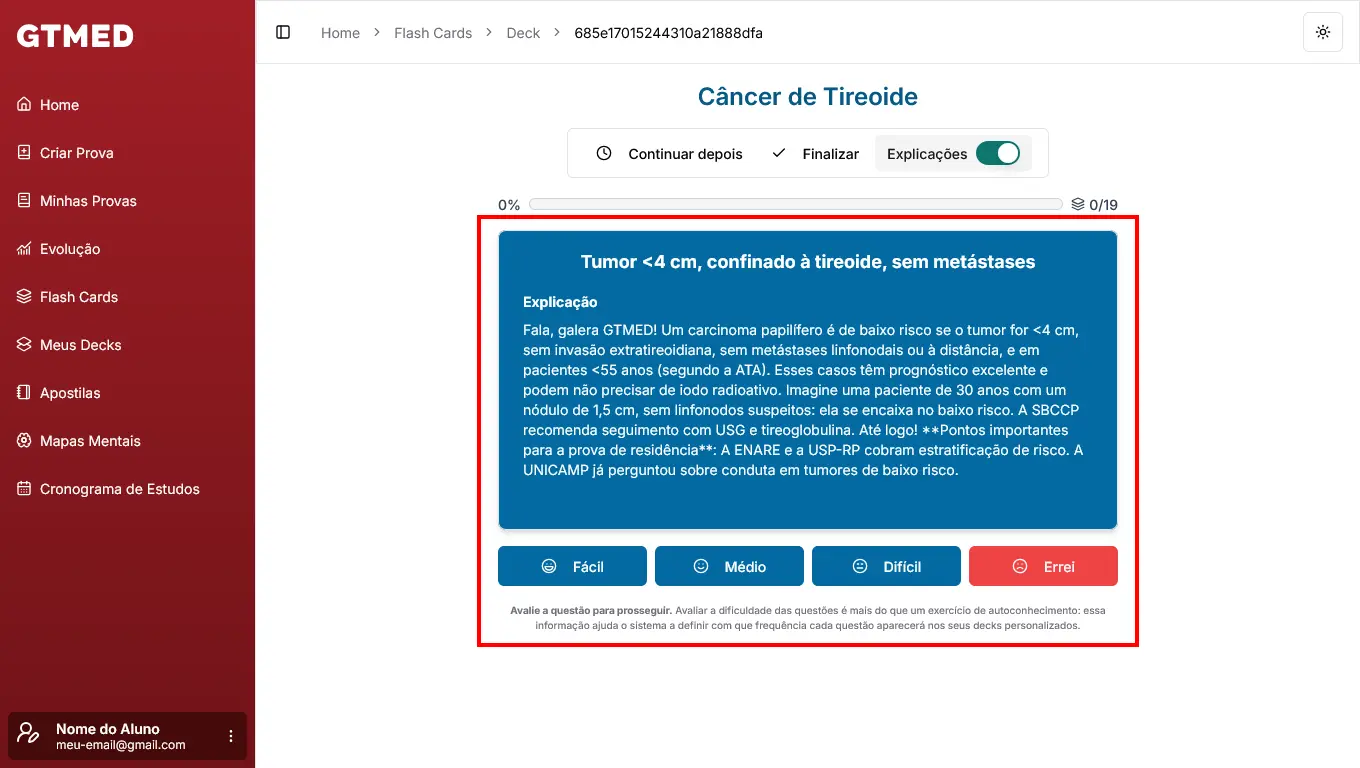Central de Ajuda - Flash Cards: respostas e explicação
